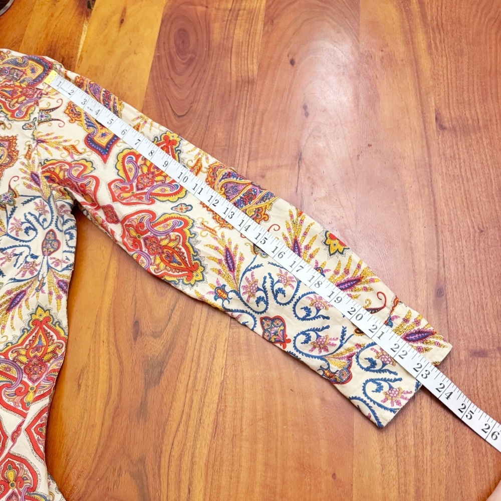 Vintage Floral Paisley Pattern Boho Festival Hippie Button Down Shirt Blouse - Picture 13 of 16
